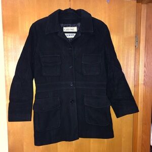 Vintage Black Utility Jacket Timeless Style wool blend and lined